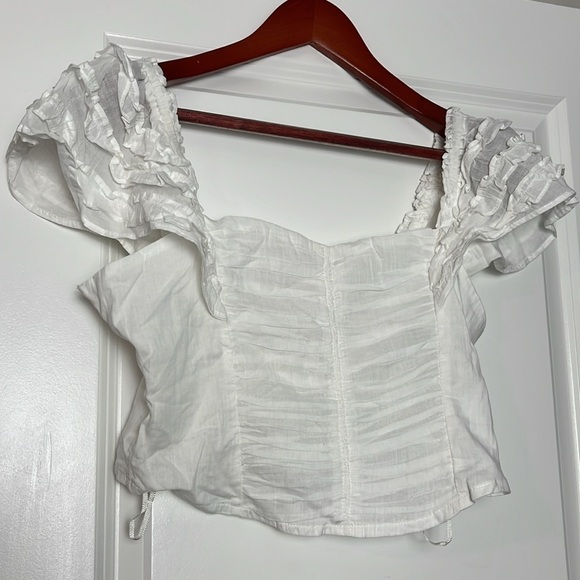 Free People Thank You Very Sweetly Ruffle Sleeve Crop Top - Picture 2 of 4
